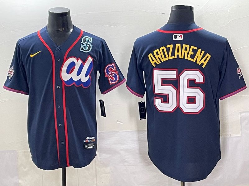 Men 2025 Seattle Mariners #56 Arozarena Drak Blue All star Nike MLB Jersey style 03